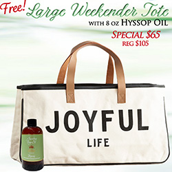 FREE JOYFUL LIFE TOTE W/ HYSSOP OIL - 8 oz