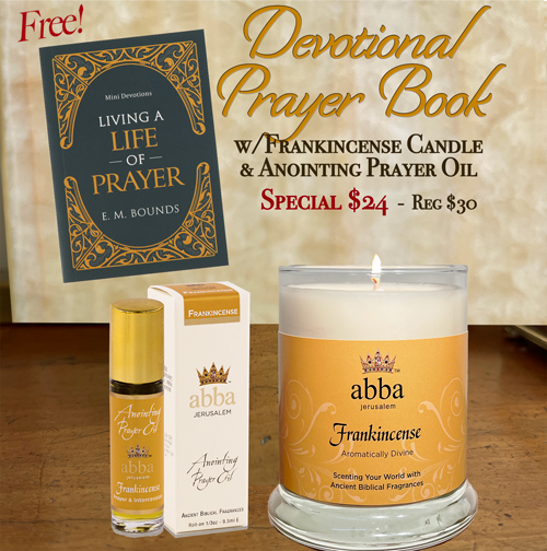 FREE DEVOTIONAL PRAYER BOOK WITH FRANKINCENSE 1/3 oz ROLLON OIL & CANDLE