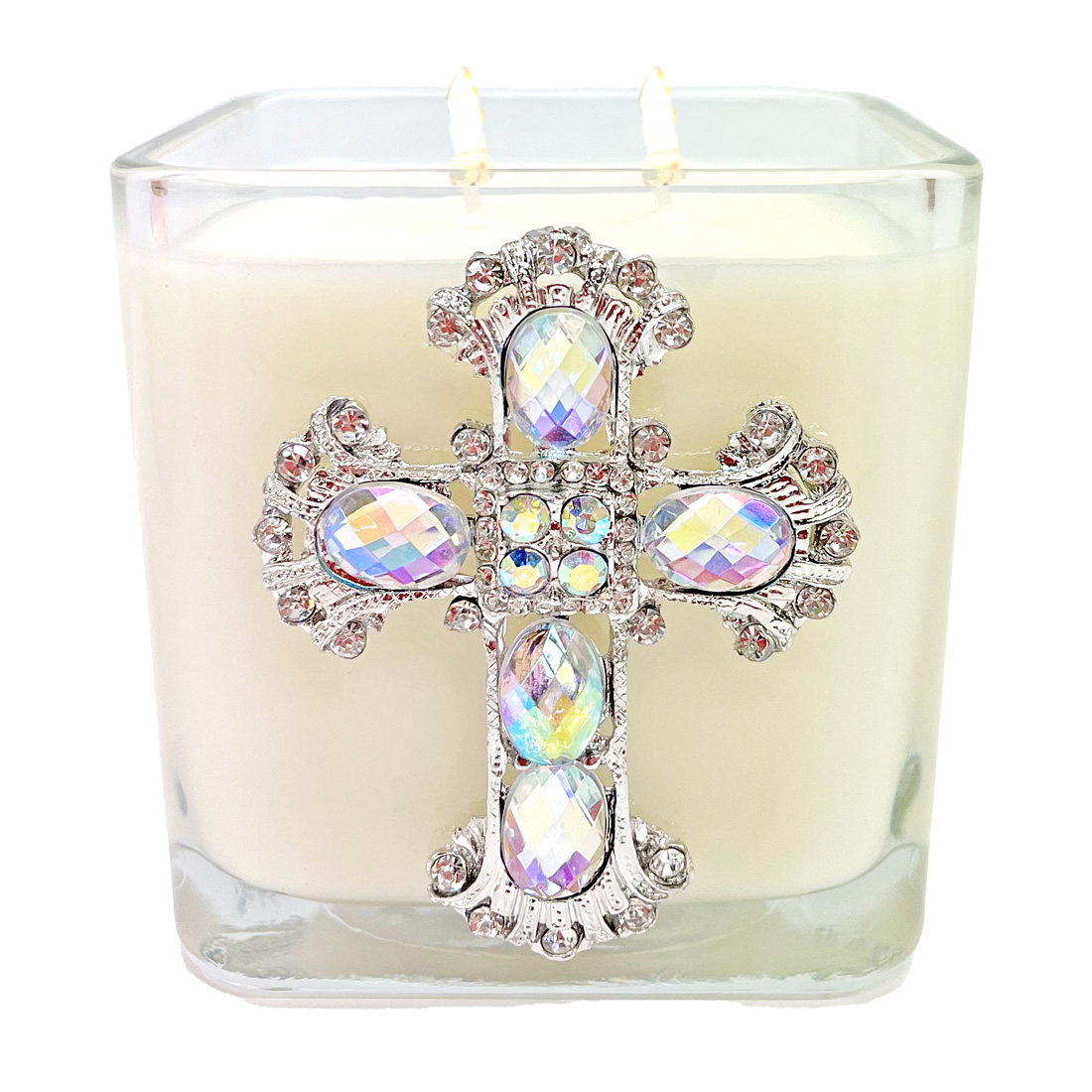 COVENANT JEWELED IRRIDESCENT CROSS CANDLE