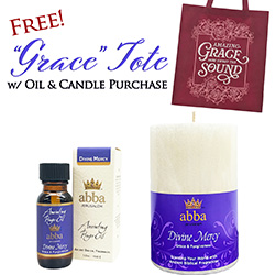 FREE "GRACE" TOTE WITH DIVINE MERCY 1/2 OZ OIL & PILLAR CANDLE
