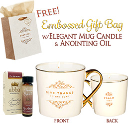 FREE! EMBOSSED GIFT BAG W/ ELEGANT MUG CANDLE & 1/4 oz OIL