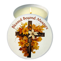 "BLESSED BEYOND MEASURE" CANDLE TIN - PUMPKIN SPICE