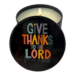 "GIVE THANKS TO THE LORD" CANDLE TIN - PUMPKIN SPICE