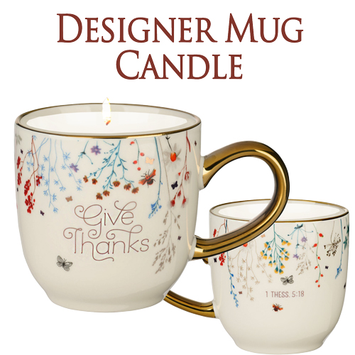 "GIVE THANKS" MUG CANDLE -FIG ALMOND