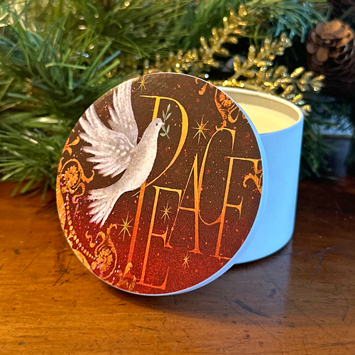 "PEACE DOVE"  CANDLE TIN - FRASIER FIR 8 OZ