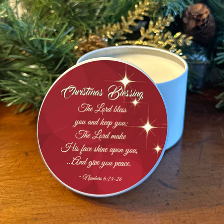 "CHRISTMAS BLESSING" CANDLE TIN - HOLLY BERRY 8 oz