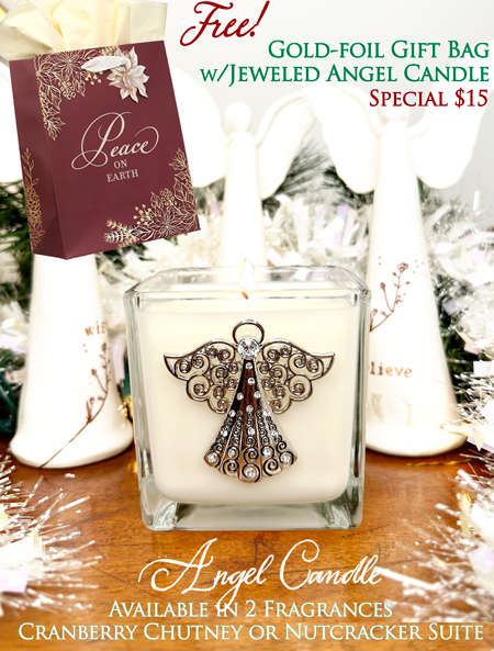 FREE "Peace" GIFT BAG W/ JEWELED ANGEL CANDLE - NUTCRACKER SUITE