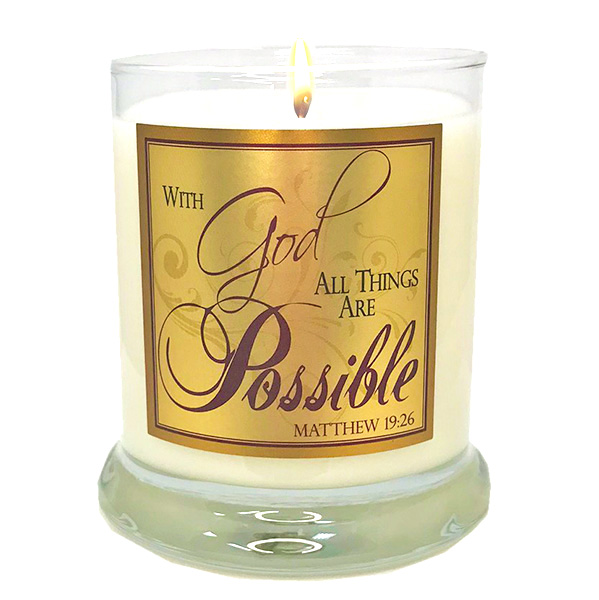 "ALL THINGS ARE POSSIBLE" GLASS CANDLE - FRANKINCENSE & MYRRH