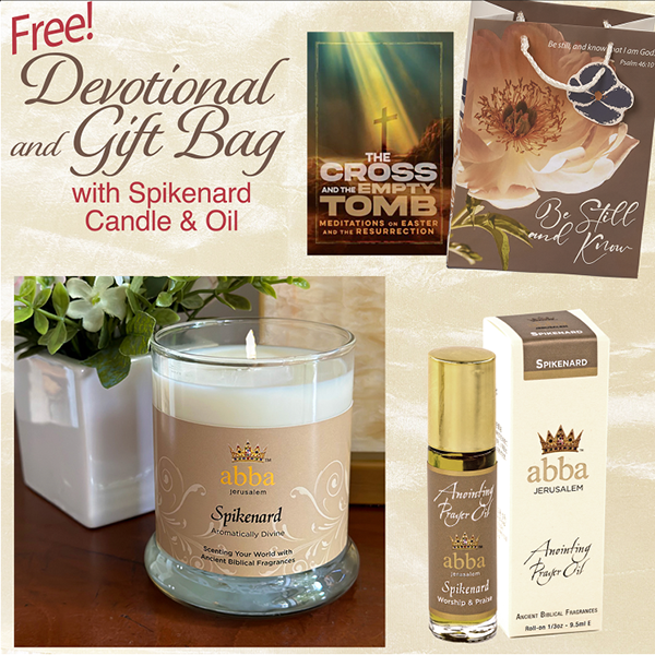 SPIKENARD OIL - 1/3 oz ROLLON , TEMPLE JAR, DEV - CROSS AND EMPTY TOMB & BAG -BE STILL