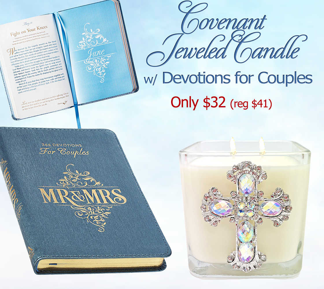 COVENANT JEWELED CANDLE WITH DEVOTIONS FOR COUPLES