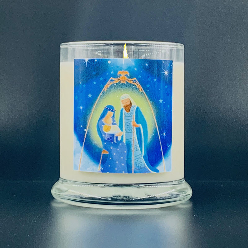 HOLY FAMILY GLASS CANDLE - HOLIDAY BLEND