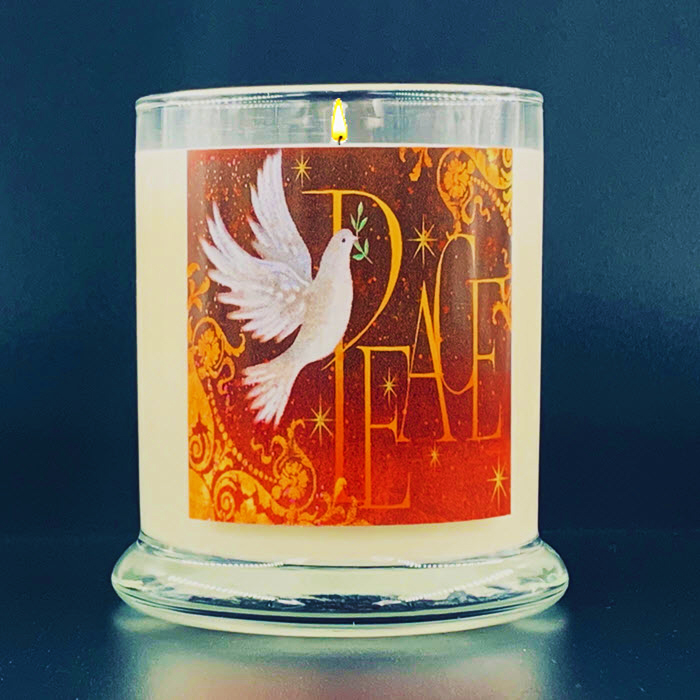 60% OFF! PEACE DOVE HOLIDAY GLASS CANDLE - BALSAM & CEDAR
