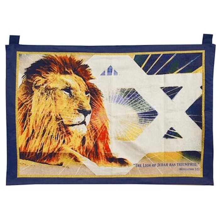 Tapestry-Lion/Star Of David (Embroidered/Woven) (27" x 42")