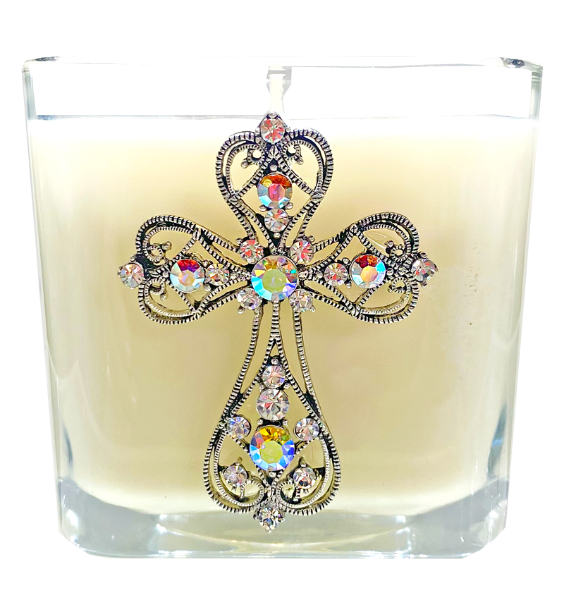 FRANKINCENSE - JEWELED CROSS CANDLE