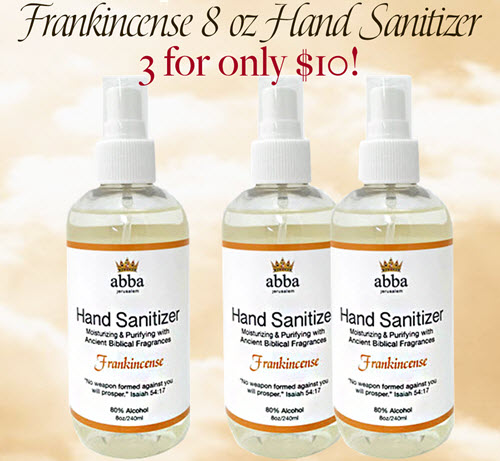 3 FOR $10! FRANKINCENSE HAND SANITIZER, 8 oz - FINAL SALE