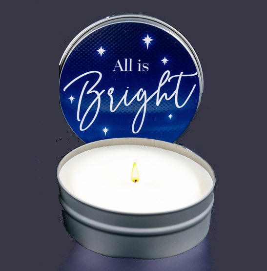 70% OFF! "ALL IS BRIGHT" CANDLE TIN-PISTACHIO VANILLA