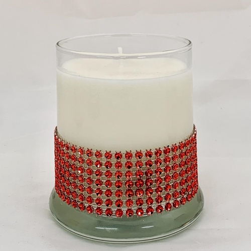 "BLING" GLASS CANDLE - FRANKINCENSE & MYRRH - Red