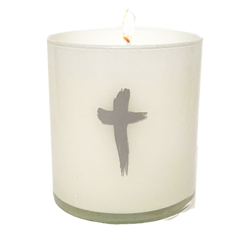 POMEGRANATE/PLUM SILVER CROSS CANDLE