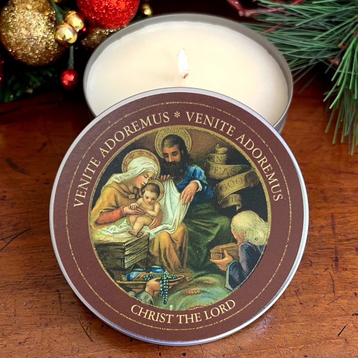 70% OFF VENITE ADOREMUS - WHITE CANDLE TIN - CHRISM - 8OZ