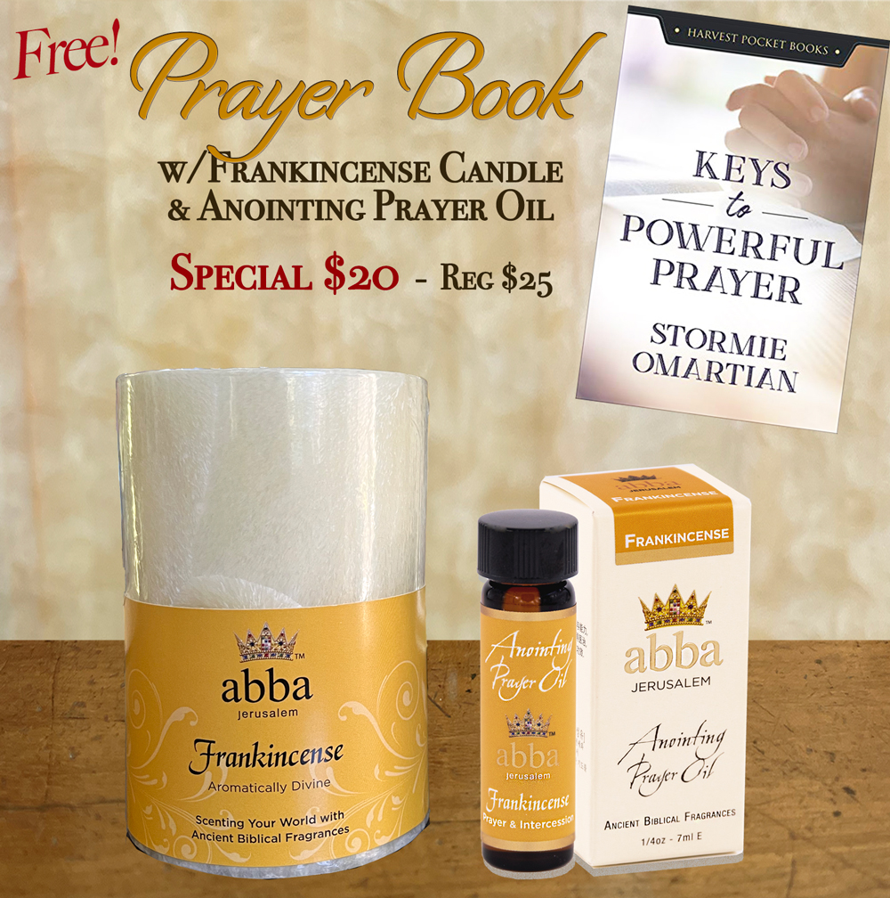 FREE PRAYER BOOK WITH FRANKINCENSE OIL - 1/4 oz & PILLAR CANDLE