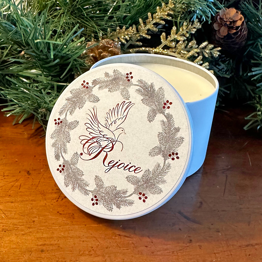 "REJOICE" CANDLE TIN - WINTER BERRY 8 oz