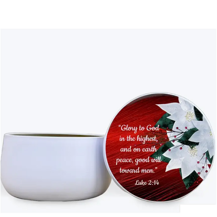 “GLORY TO GOD" CANDLE TIN - FROSTED BERRY 8 oz