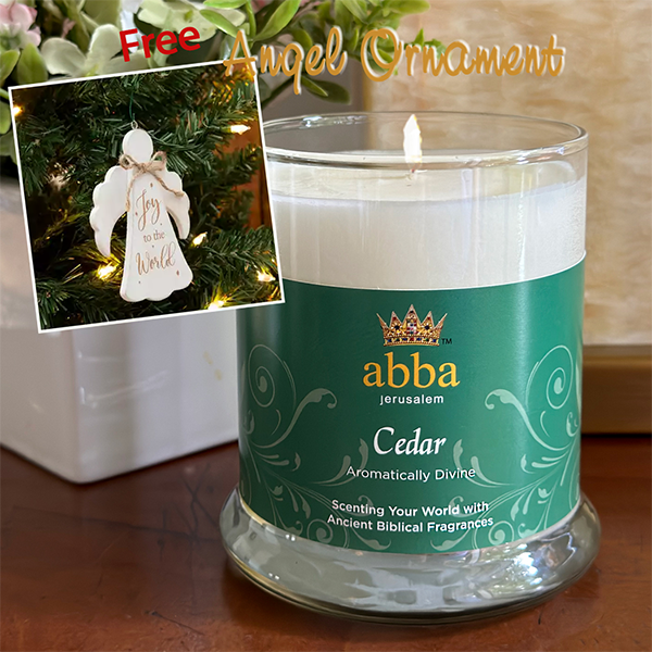 FREE "ANGEL ORNAMENT" WITH CEDAR GLASS CANDLE