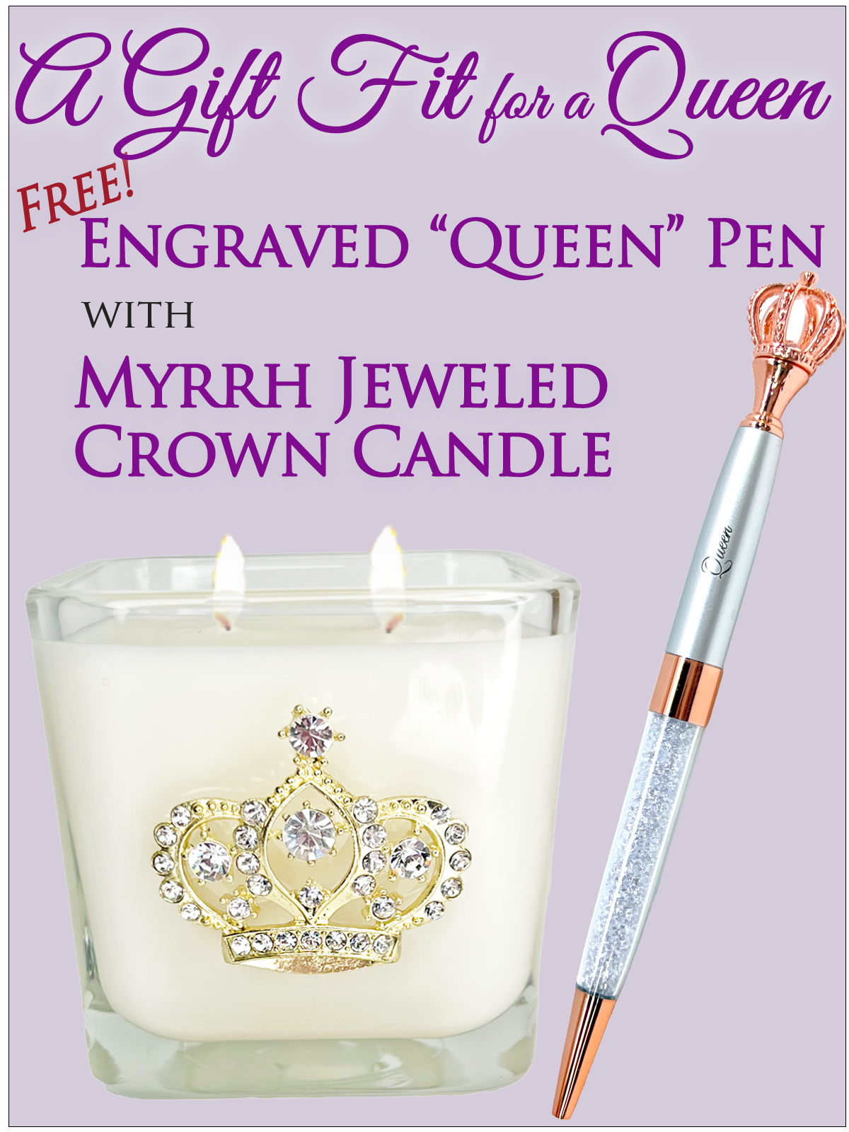 1 LEFT "QUEEN ESTHER" CROWN CANDLE WITH FREE "QUEEN" PEN