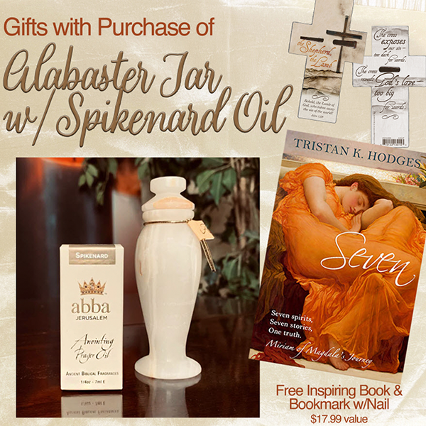FREE BOOK "SEVEN" AND BOOKMARK WITH ALABASTER JAR  W/ 1/4 oz SPIKENARD PRAYER OIL