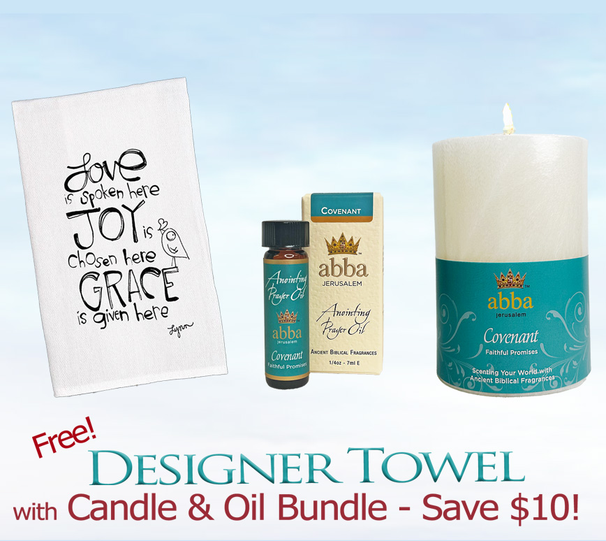 FREE TOWEL WITH COVENANT PILLAR CANDLE & 1/4 OZ OIL